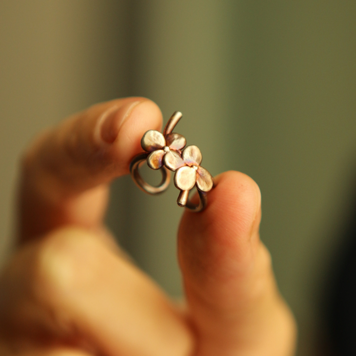 Cuff in silver, Hydrangea, фото 2